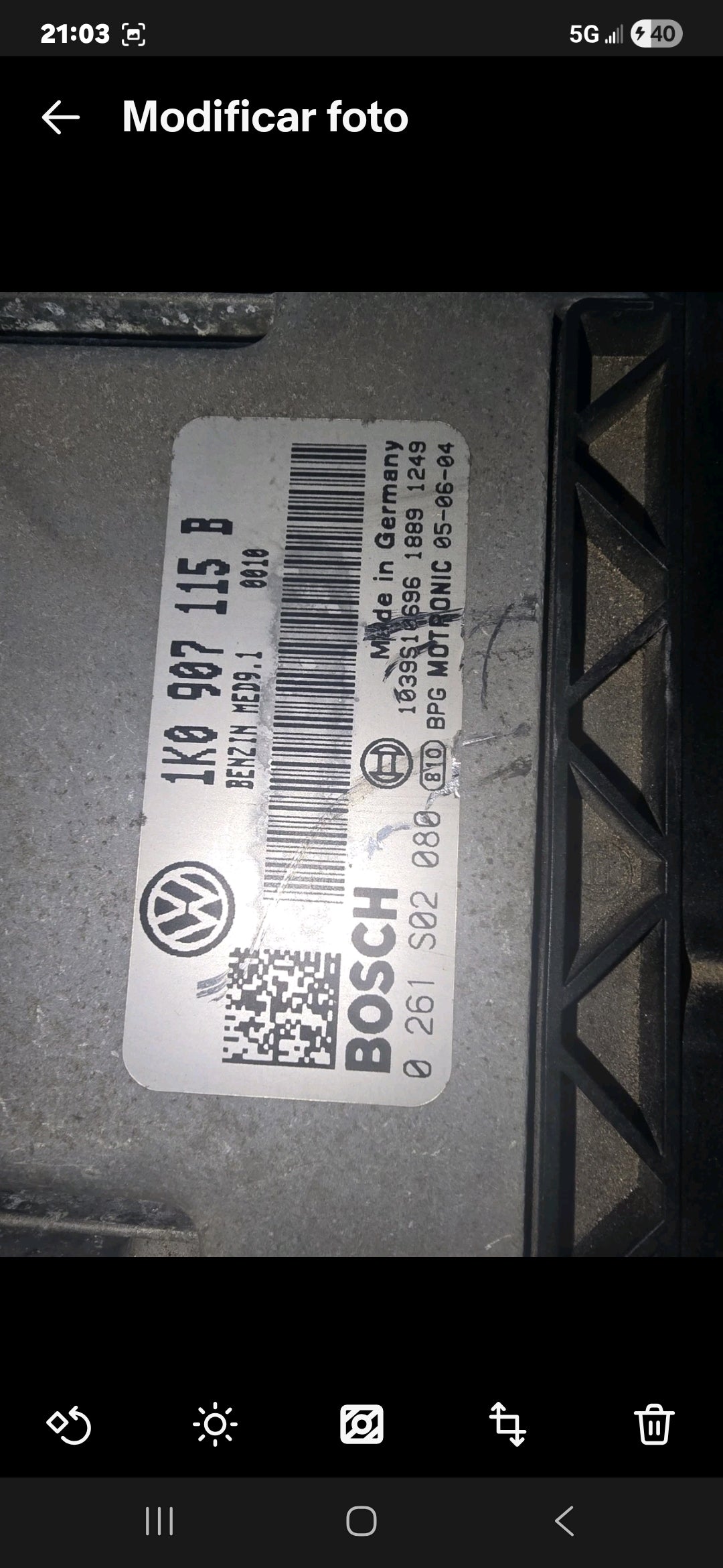VW Jetta 2006 ECU Engine Computer 1K0 907 115 B | Bosch 0 261 S02 080 | OEM