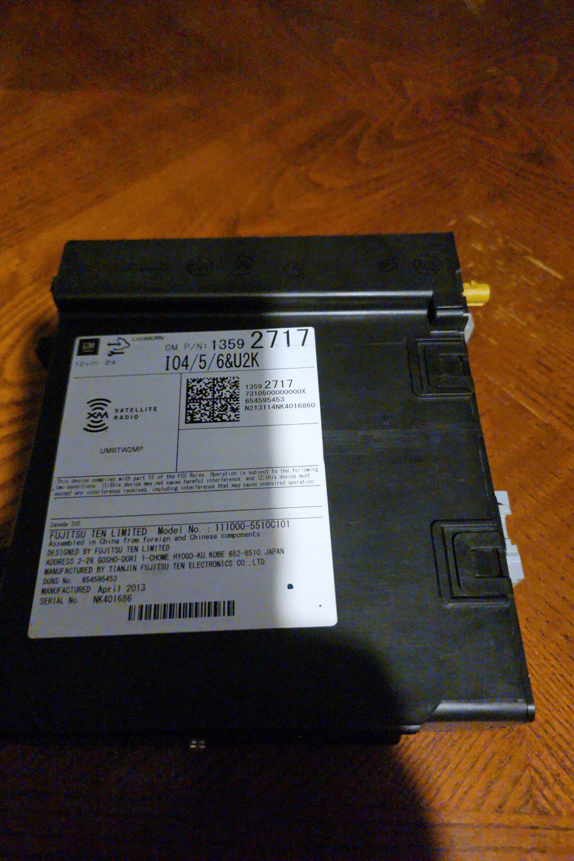 GM OEM SiriusXM Satellite Radio Module 13592717 Fujitsu Ten 2013-2016