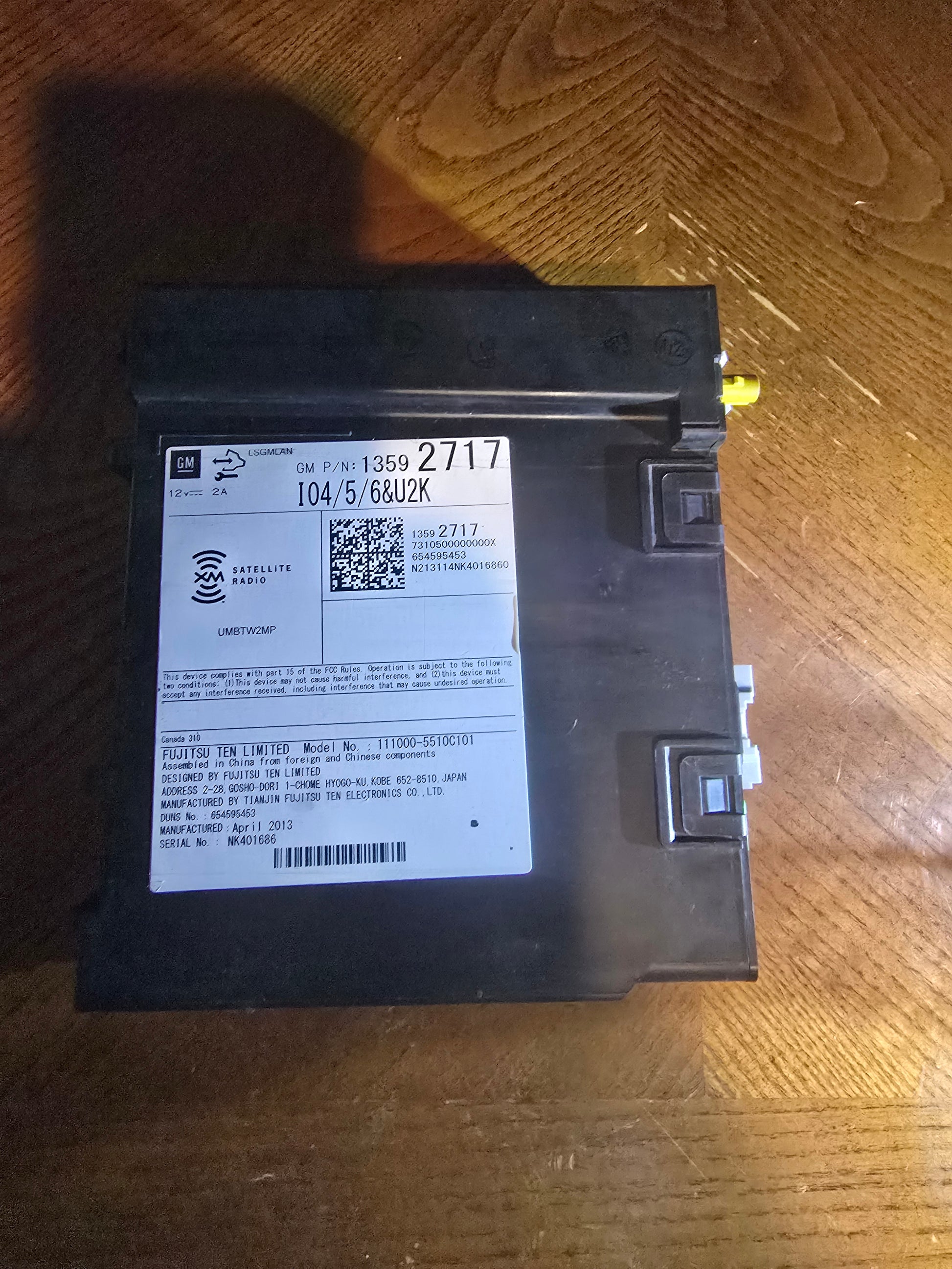 GM OEM SiriusXM Satellite Radio Module 13592717 Fujitsu Ten 2013-2016