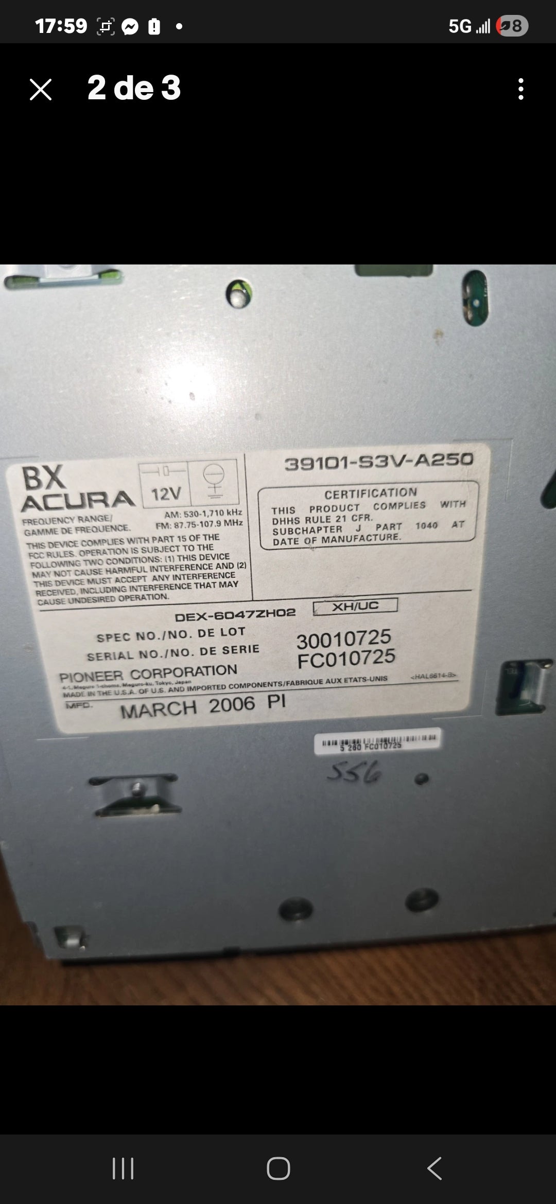 2006 Acura MDX Navigation Radio Screen OEM 39101-S3V-A250 CD Changer Navigation Unit